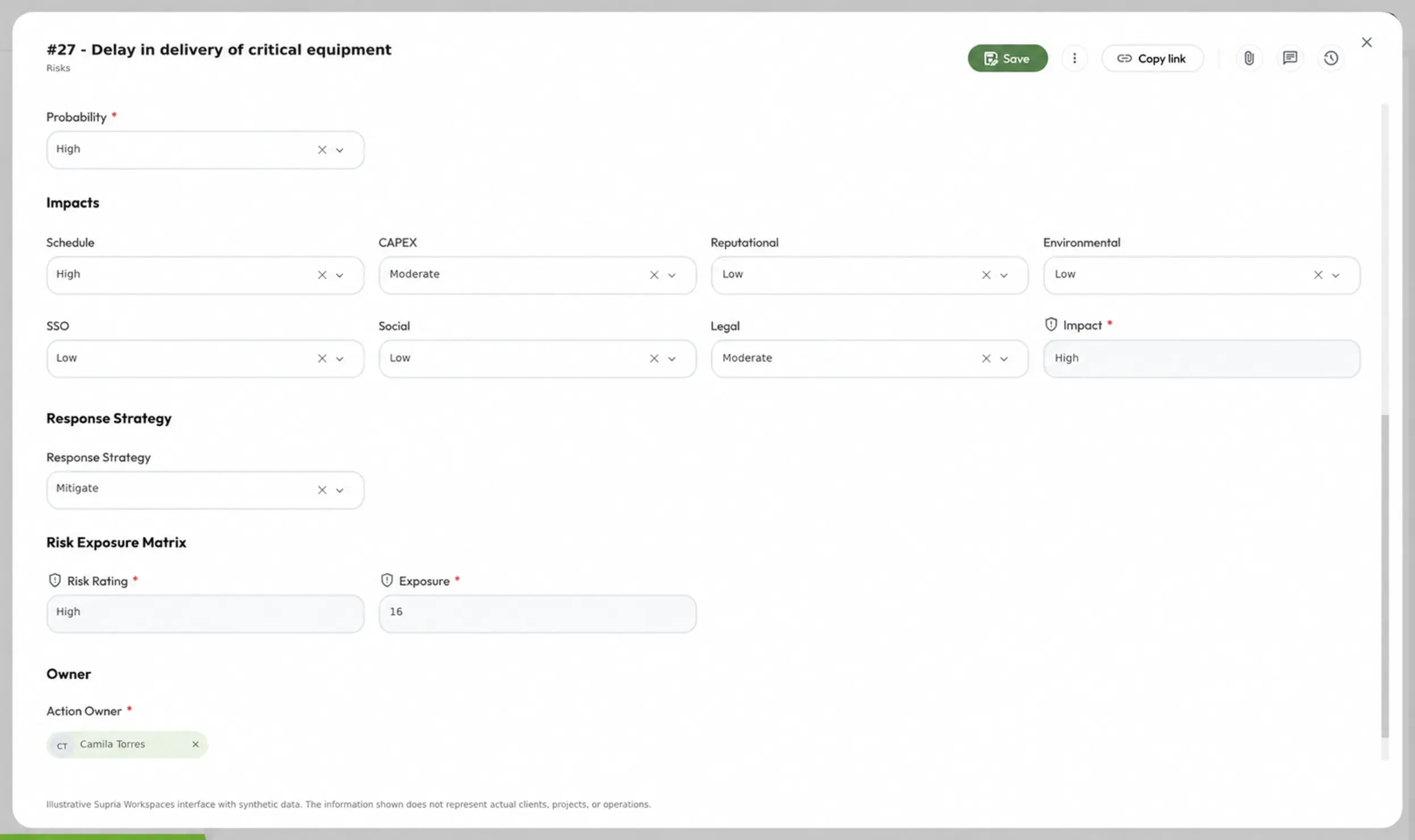 Risk details with synthetic data