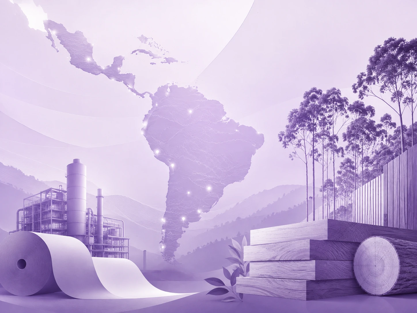 Ambiente industrial de celulose representando a atuação da CMPC